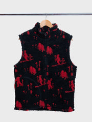 Stand Collar Zip Vest Jacquard Boa Skier