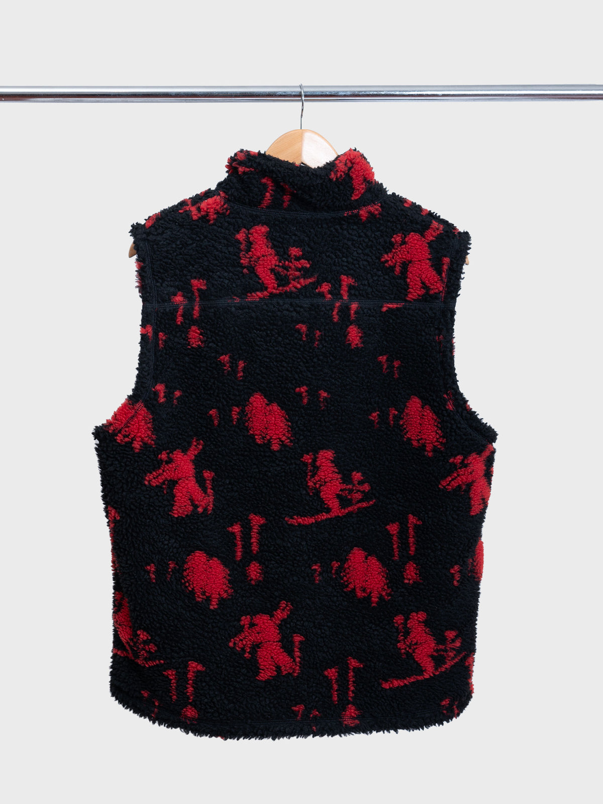 Stand Collar Zip Vest Jacquard Boa Skier