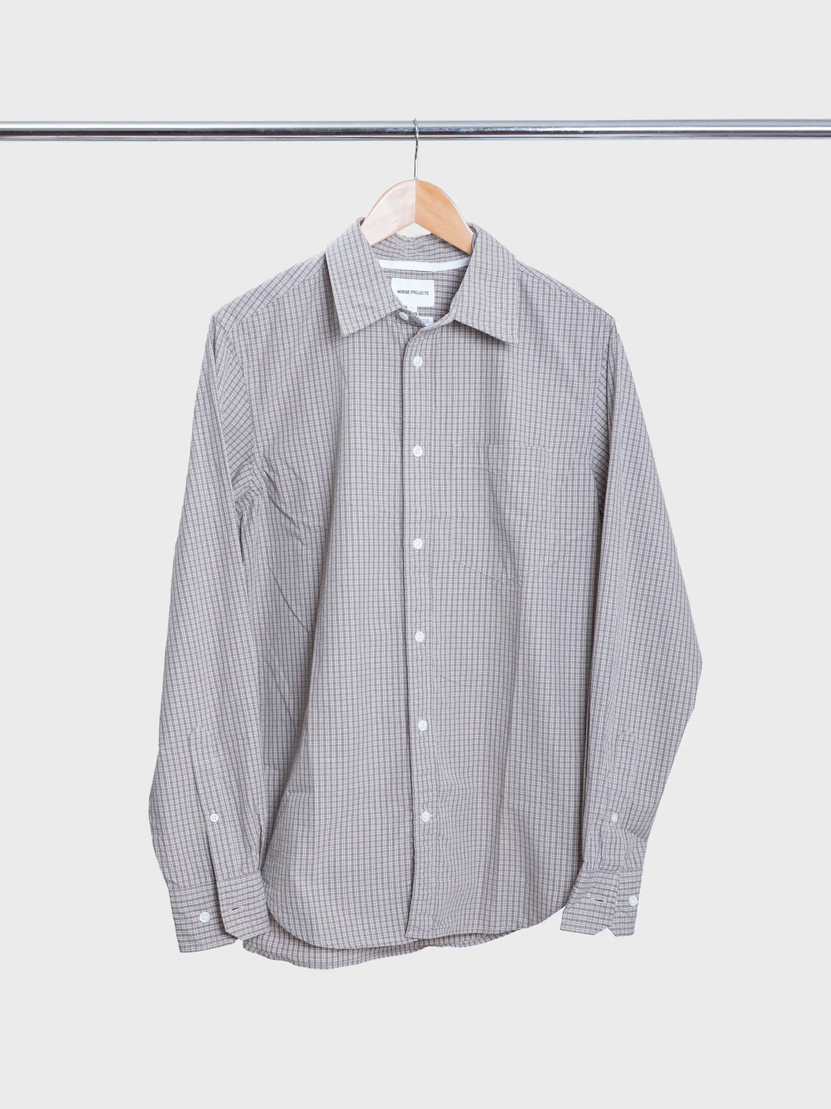 Algot Poplin Check Shirt Walnut