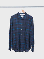 Algot Relaxed Textured Check Shirt Dark Navy