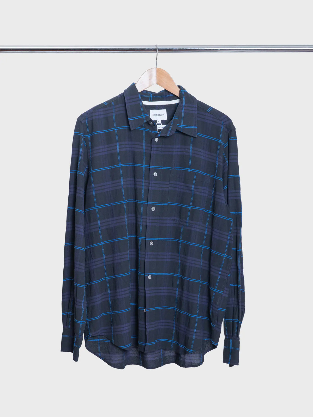 Algot Relaxed Textured Check Shirt Dark Navy
