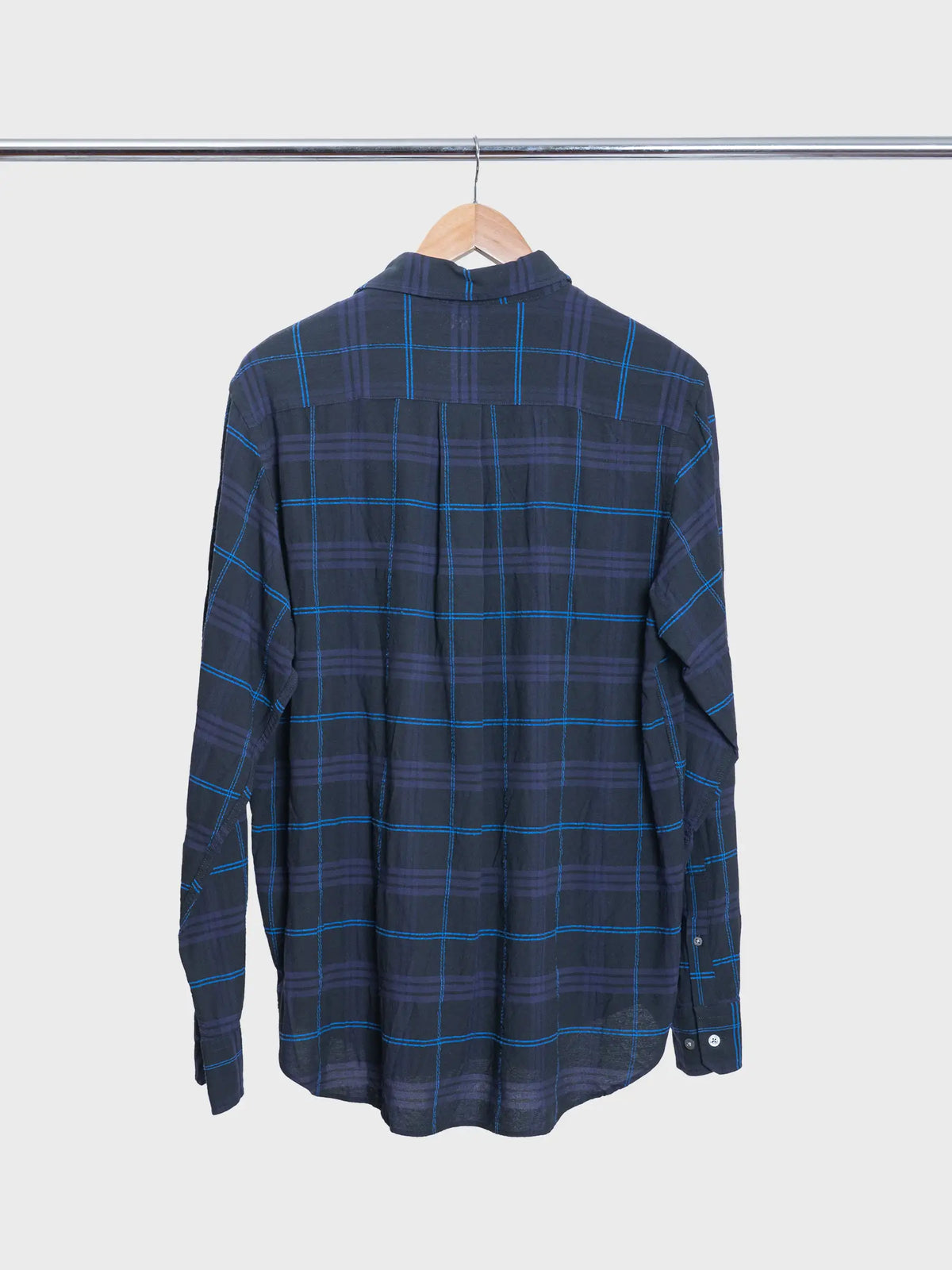 Algot Relaxed Textured Check Shirt Dark Navy