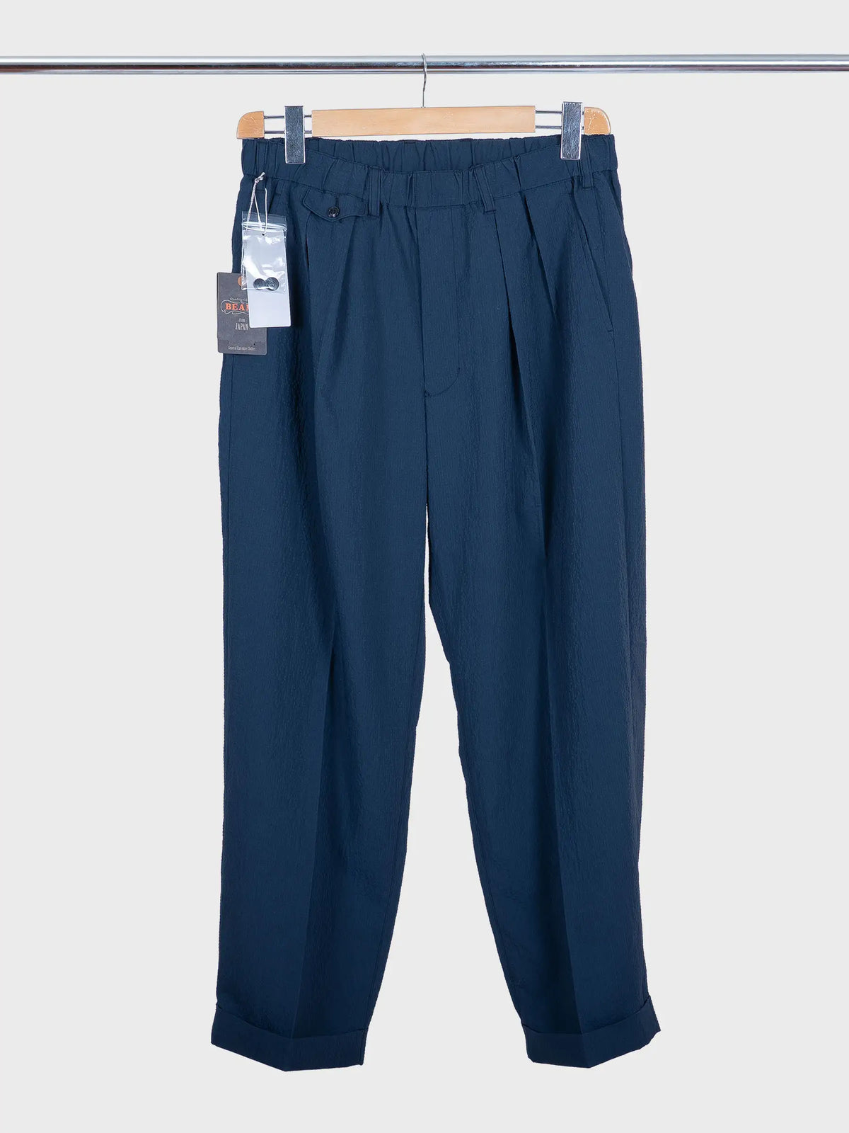 2 Pleats Anywhere(wear) Seersucker Plaid Pants Navy