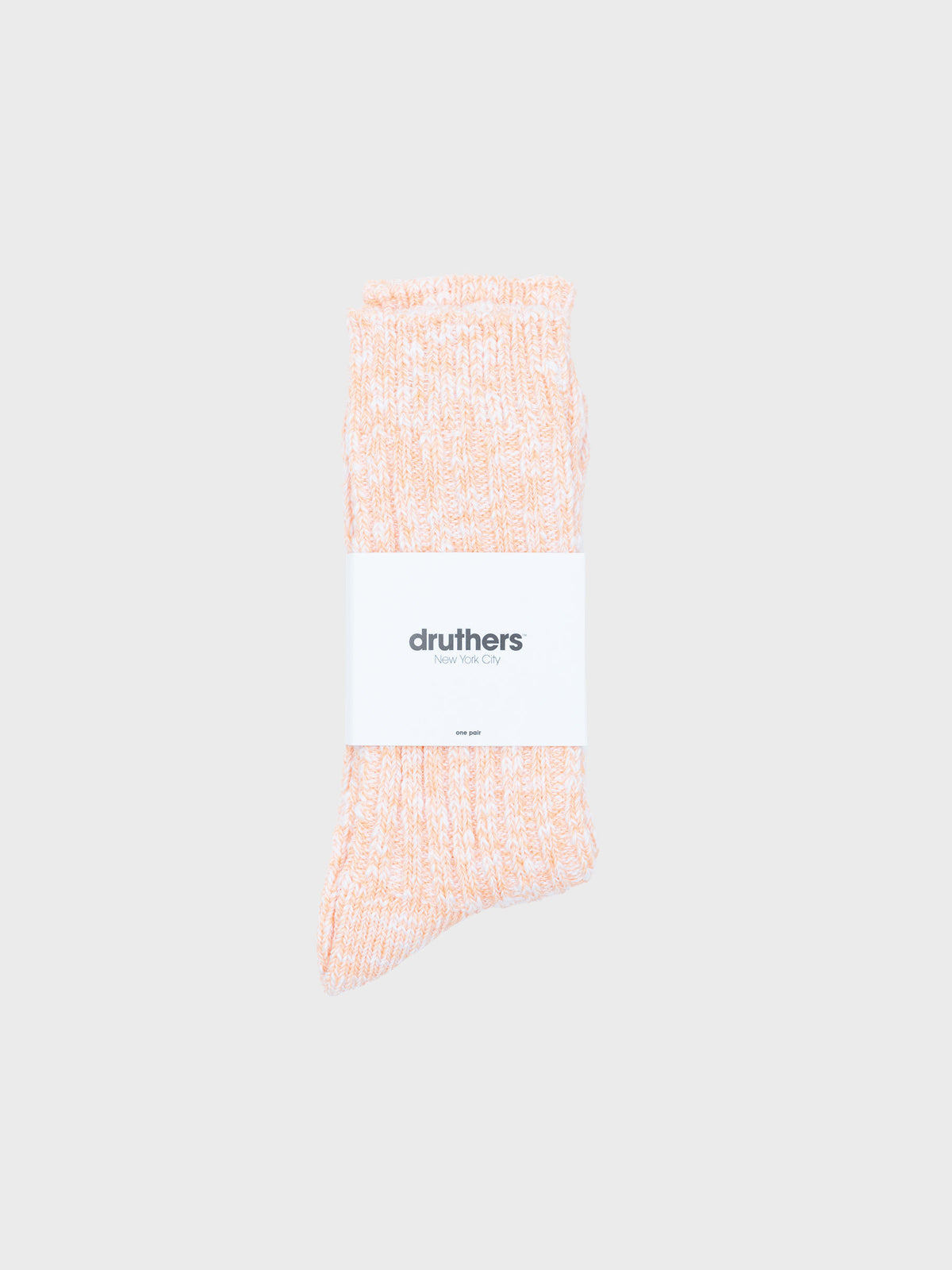 Organic Cotton OG Rib Slub Crew Sock Peach White