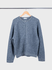 Wool Link Zip Cardigan Black Twist