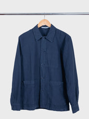 Julian Cotton Linen Overshirt Dark Navy