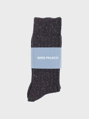 Bjarki Neps Wool Rib Sock Seal Brown