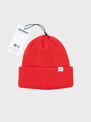 Merino Wool 1X1 Rib Knit Beanie Red