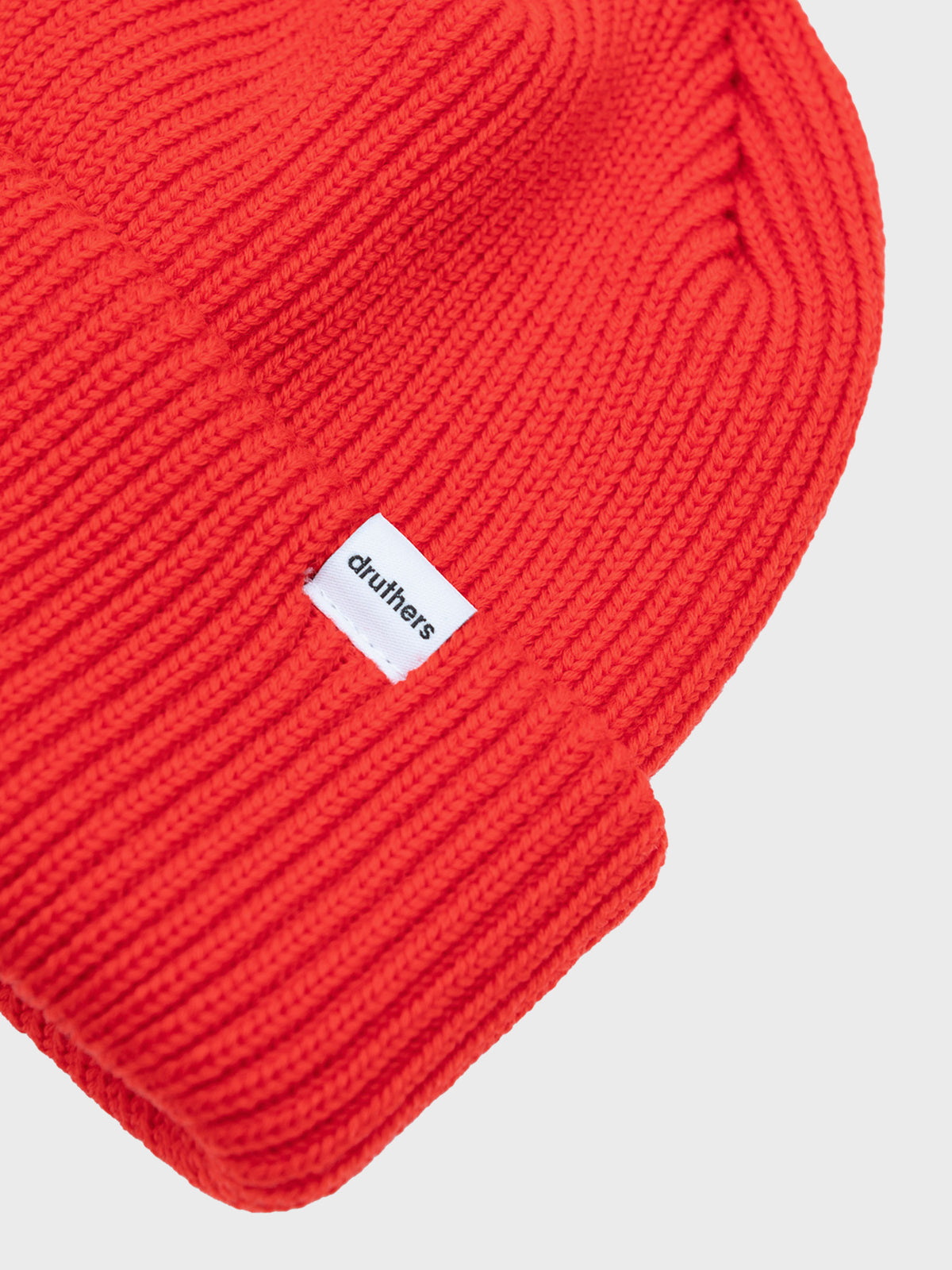 Merino Wool 1X1 Rib Knit Beanie Red