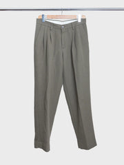 Benn Relaxed Cavarly Cotton Wool Pleated Trouser Olive Night