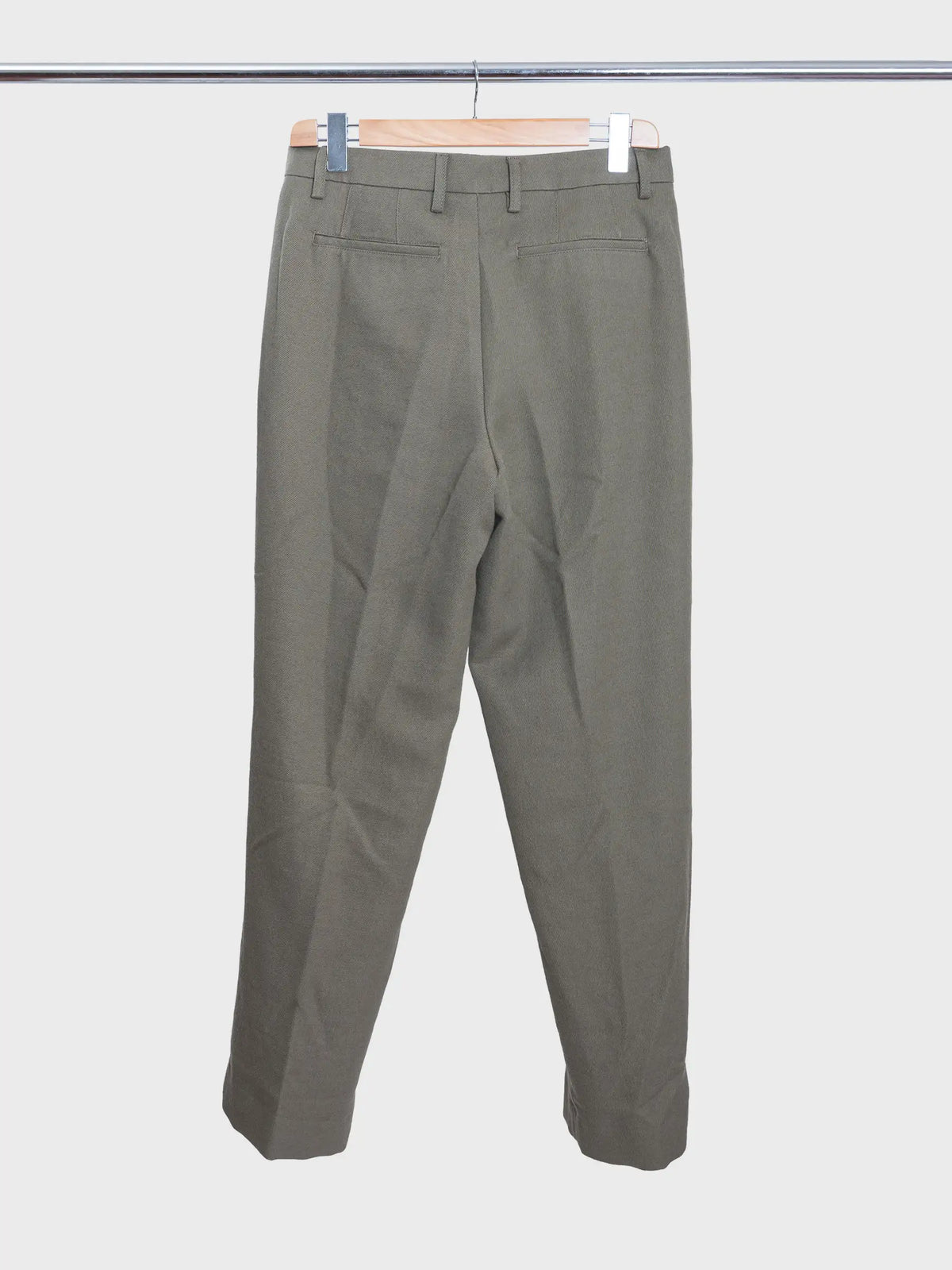 Benn Relaxed Cavarly Cotton Wool Pleated Trouser Olive Night